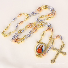 Tri-Color Jesus Cross Necklace